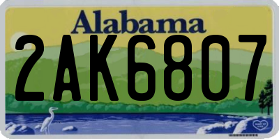AL license plate 2AK6807