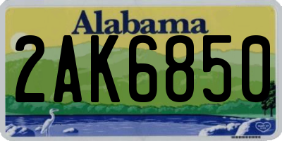 AL license plate 2AK6850