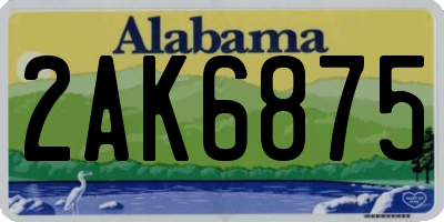 AL license plate 2AK6875