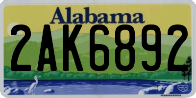 AL license plate 2AK6892