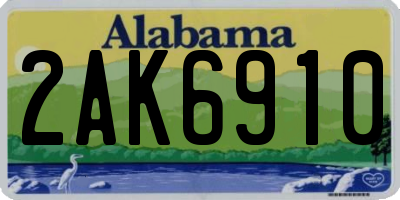 AL license plate 2AK6910