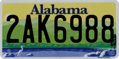 AL license plate 2AK6988