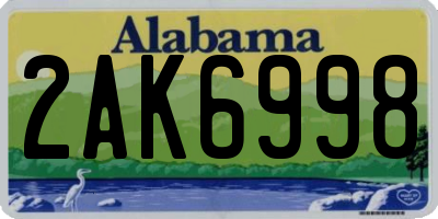 AL license plate 2AK6998