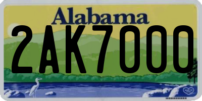 AL license plate 2AK7000