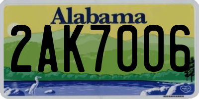 AL license plate 2AK7006