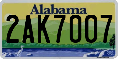 AL license plate 2AK7007
