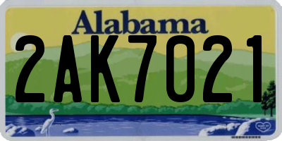 AL license plate 2AK7021