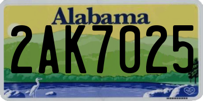 AL license plate 2AK7025