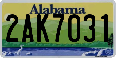 AL license plate 2AK7031