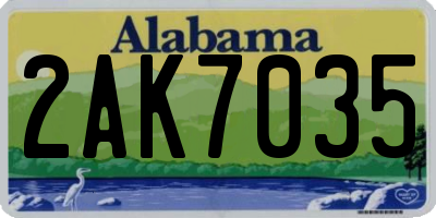 AL license plate 2AK7035