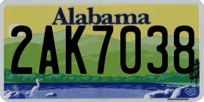 AL license plate 2AK7038