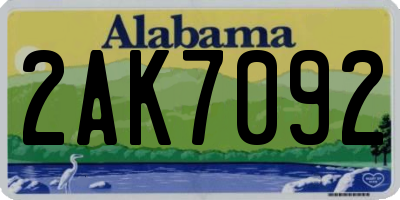 AL license plate 2AK7092
