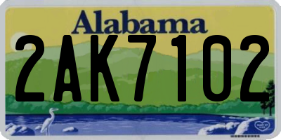 AL license plate 2AK7102