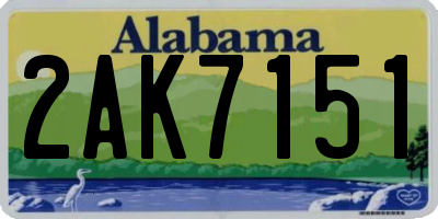 AL license plate 2AK7151
