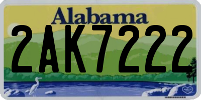 AL license plate 2AK7222
