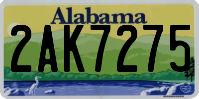 AL license plate 2AK7275
