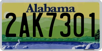 AL license plate 2AK7301