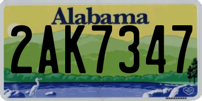 AL license plate 2AK7347
