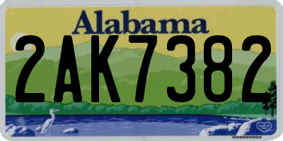 AL license plate 2AK7382