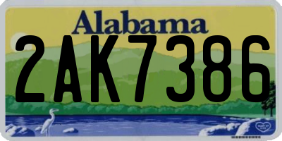 AL license plate 2AK7386