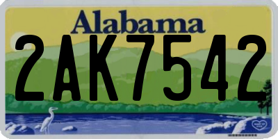 AL license plate 2AK7542