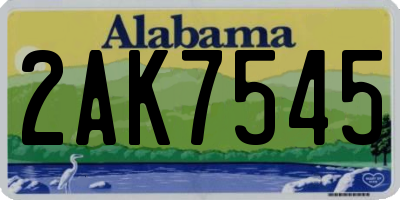 AL license plate 2AK7545