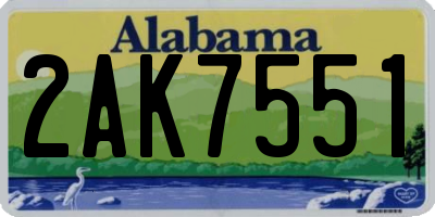AL license plate 2AK7551