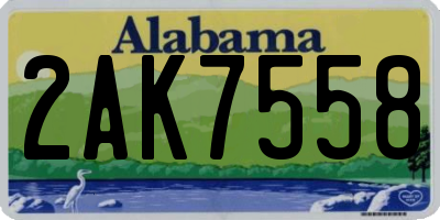 AL license plate 2AK7558