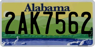 AL license plate 2AK7562