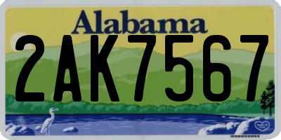 AL license plate 2AK7567