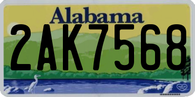 AL license plate 2AK7568