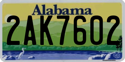 AL license plate 2AK7602