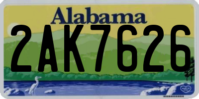 AL license plate 2AK7626