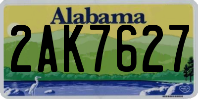 AL license plate 2AK7627