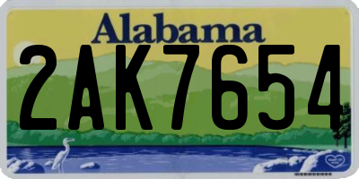 AL license plate 2AK7654