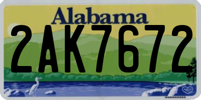 AL license plate 2AK7672