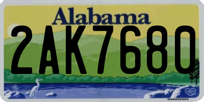 AL license plate 2AK7680