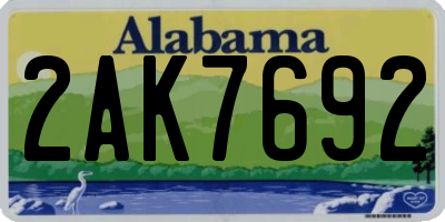 AL license plate 2AK7692