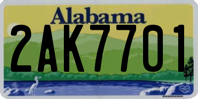 AL license plate 2AK7701