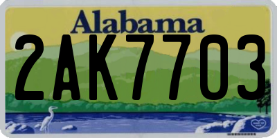 AL license plate 2AK7703