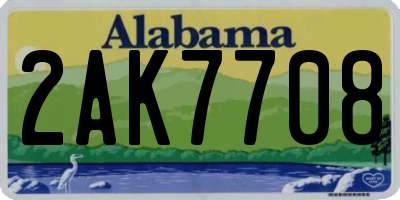 AL license plate 2AK7708