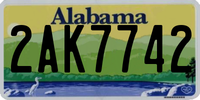 AL license plate 2AK7742