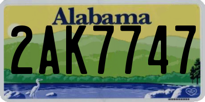 AL license plate 2AK7747