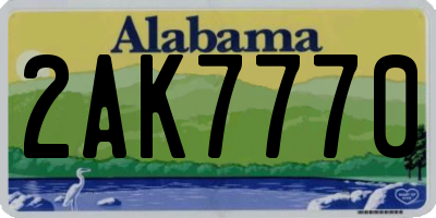 AL license plate 2AK7770