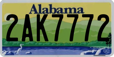 AL license plate 2AK7772