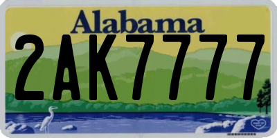 AL license plate 2AK7777