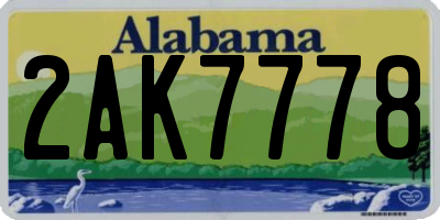 AL license plate 2AK7778