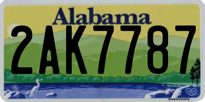 AL license plate 2AK7787
