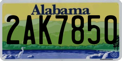 AL license plate 2AK7850