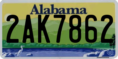 AL license plate 2AK7862